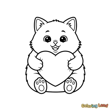 Cute Fluffy Animal Holding a Heart