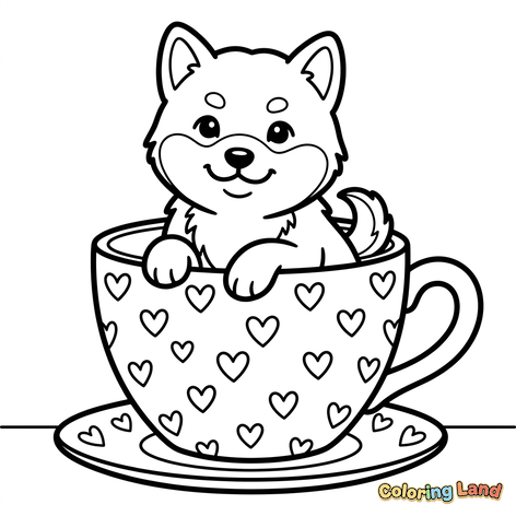 Anak Anjing Lucu di Cangkir Hati