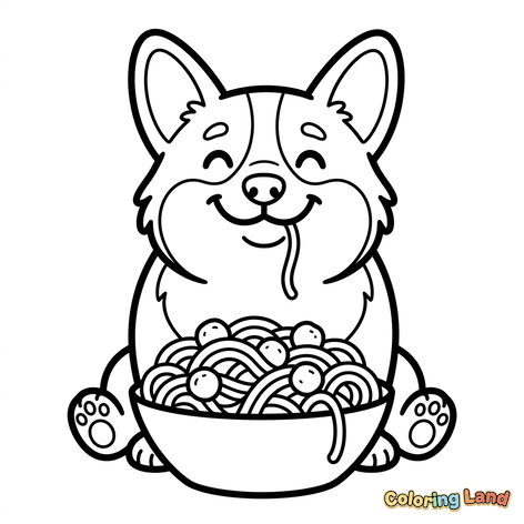 Corgi Bahagia Makan Mi