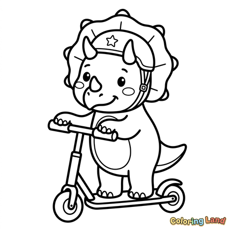Bébé Tricératops en Trottinette