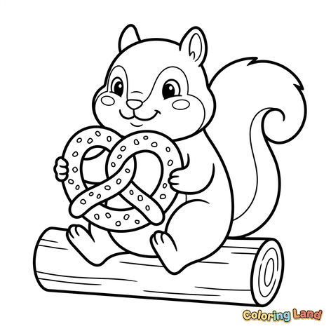 Schattig eekhoorntje met een pretzel
