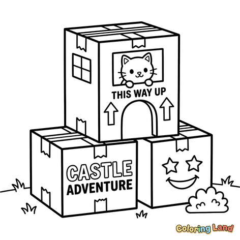 Cardboard Box Castle Adventure with Cat