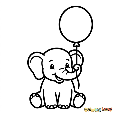 Elefant Bebeluș Drăguț cu Balon