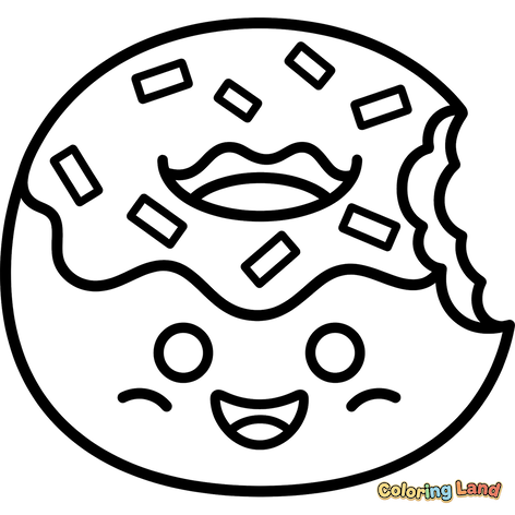 Donut Fofo Mordido com Granulado e Rosto Feliz