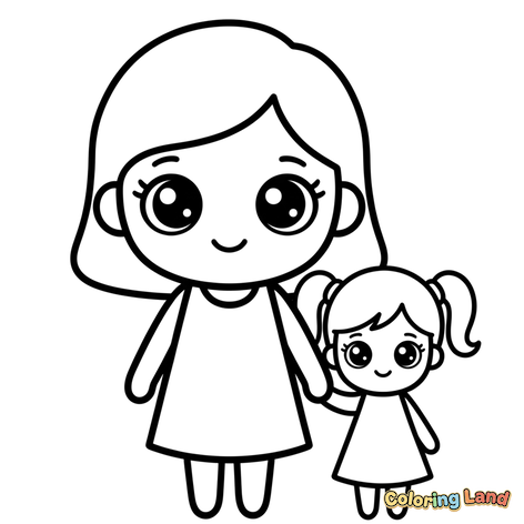 Mother and Daughter Holding Hands