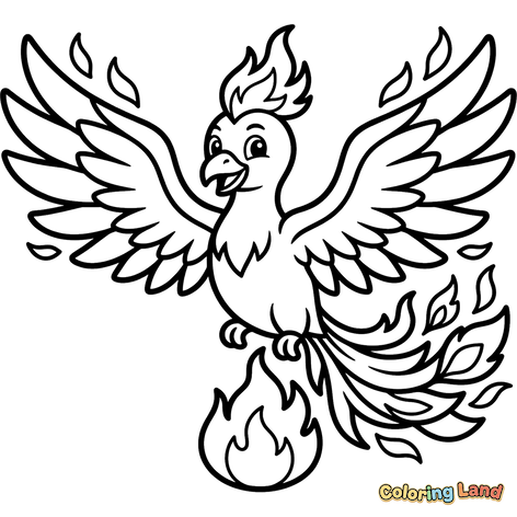 Cute Flying Phoenix Bird