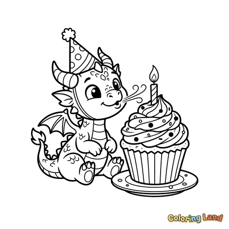Fødselsdagsdrage med kæmpe cupcake