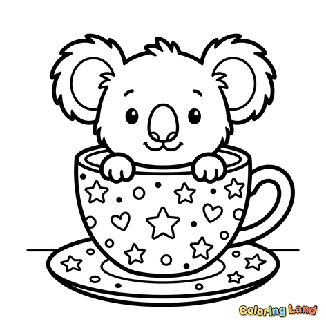 Lindo Koala en una Taza de Té Estrellada