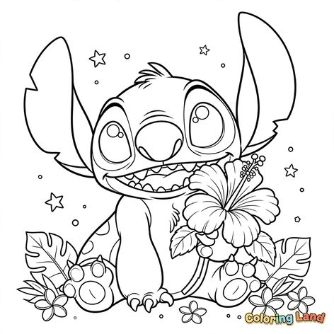 Stitch con ibisco tropicale