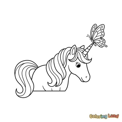 Unicornio con un Amigo Mariposa