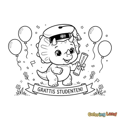 Felicitări Absolventului! Triceratops Absolvent