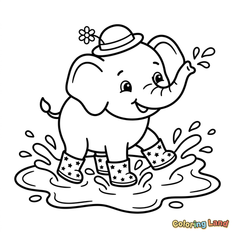 Baby Elephant Splashing in Puddles