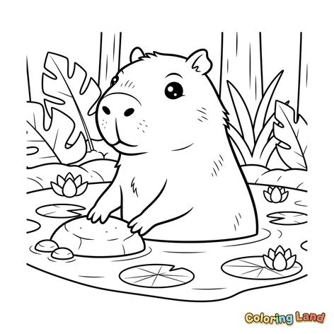 Capybara Drăguță într-un Iaz