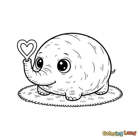 Cute Baby Elephant with a Heart