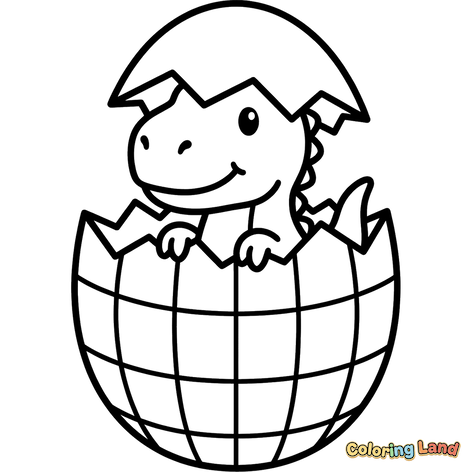 Happy Baby Dinosaur Hatching from an Egg