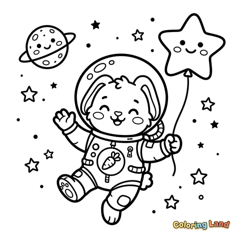 Schattig Konijntje-Astronaut in de Ruimte