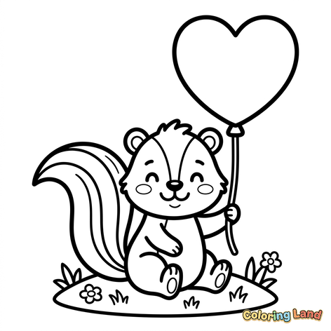 Mignon Écureuil avec Ballon Cœur