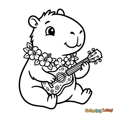 Musikalisk Kapybara med Blomsterkrans