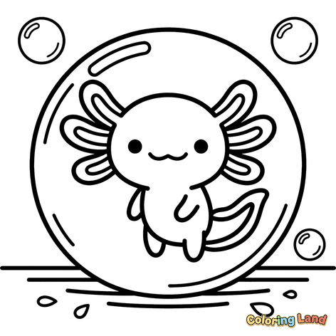 Süßer Axolotl in einer Blase