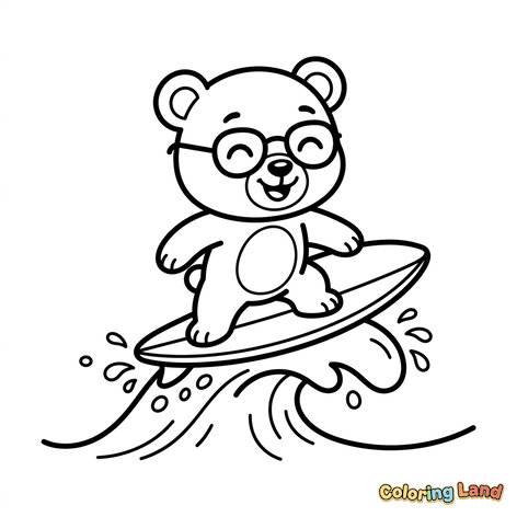 Oso surfista con gafas