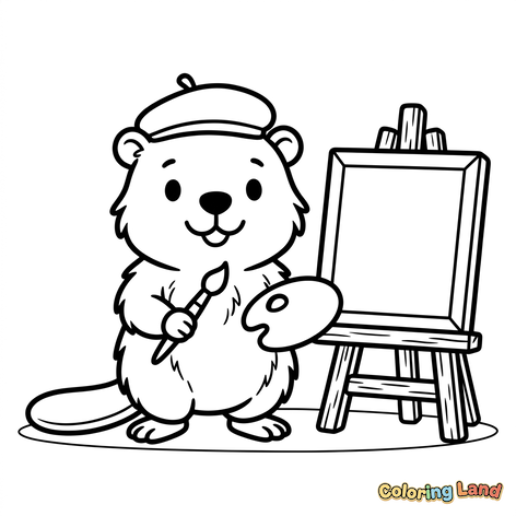 Castor Artista com Cavalete