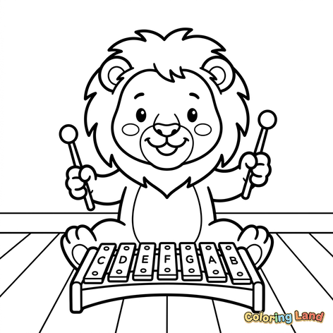 Leão Musical com Xilofone