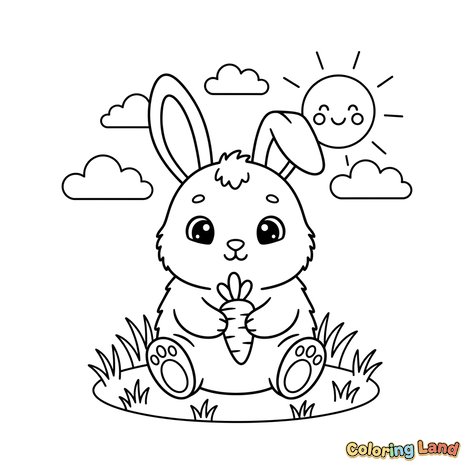 Kelinci Lucu dengan Wortel di Hari yang Cerah