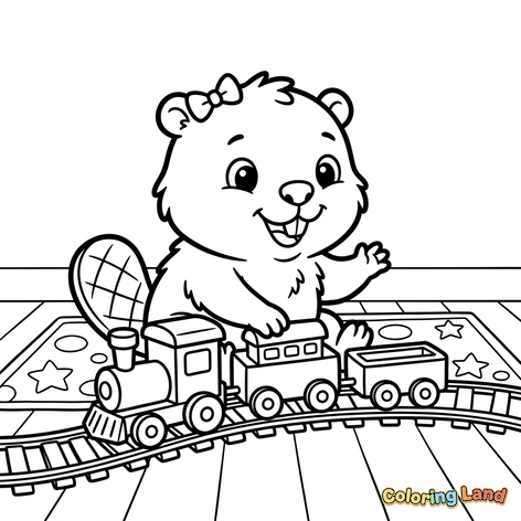 Adorable Ourson Jouant avec un Petit Train