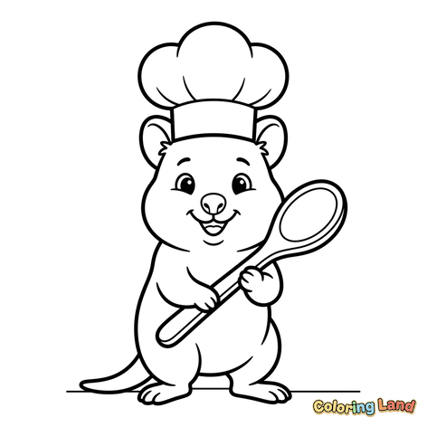 Souris Chef avec Cuillère de Cuisine