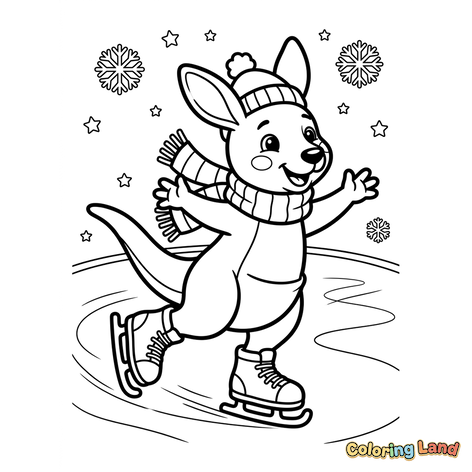 Eislaufendes Känguru im Winter