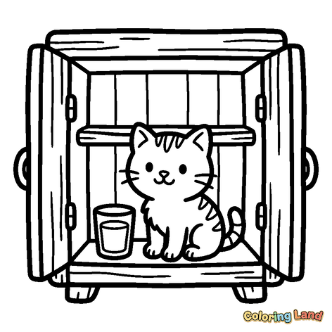 Cute Kitten in a Wooden Crate