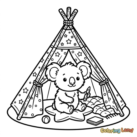 Lindo Coala em um Tipi Estrelado