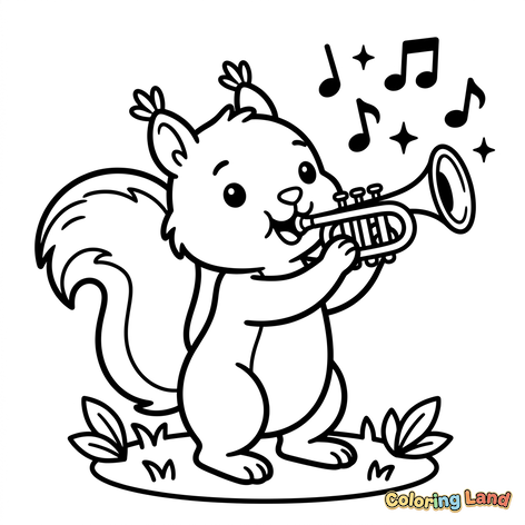 Musical Squirrel with Trumpet