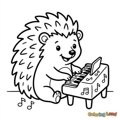 Muzikaal Egeltje dat Piano Speelt