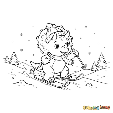 Cucciolo di Triceratopo che Scia in Inverno