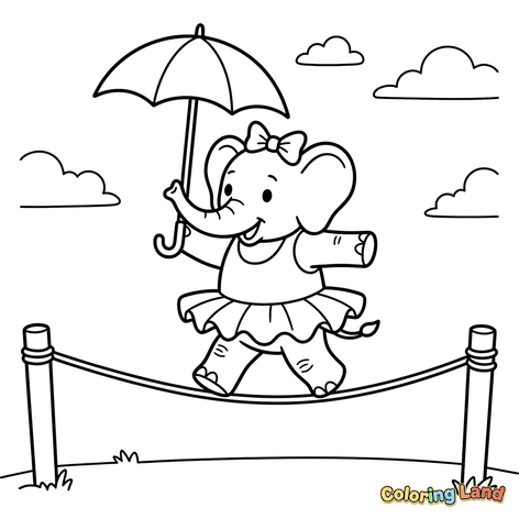 Adorabile Elefante Funambolo con Ombrello