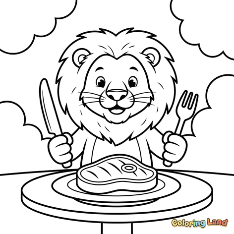 Happy Lion's Meal Time