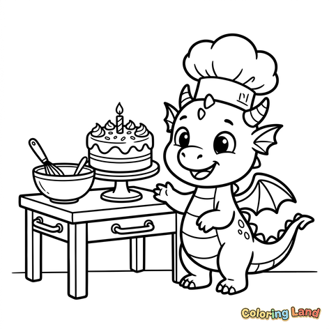 Pui de Dragon Cozor cu Tort de Zi de Naștere