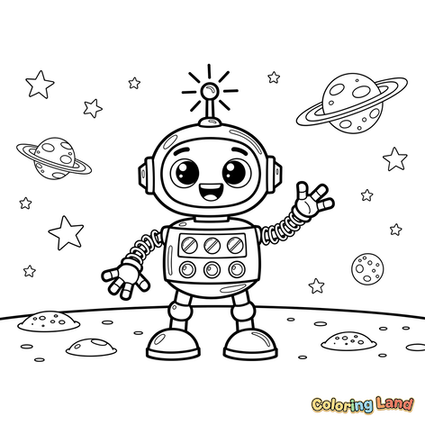 Blije Robot in de Ruimte