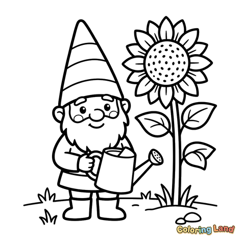 Gnome de Jardin et Tournesol Géant