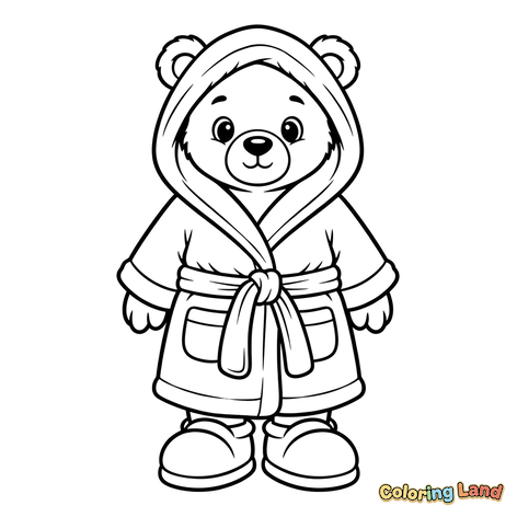 Cute Bear in Bathrobe and Slippers