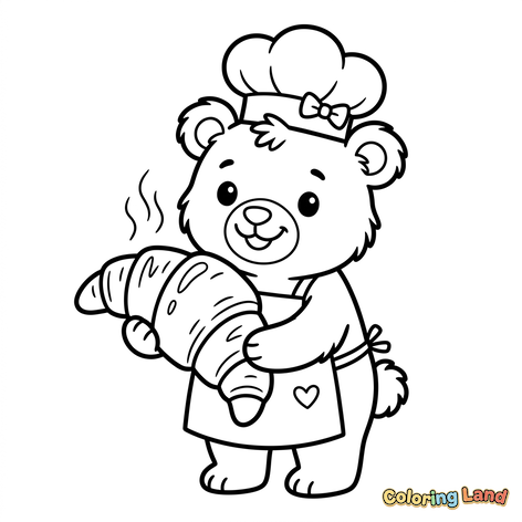 Koch-Teddy mit riesigem Croissant