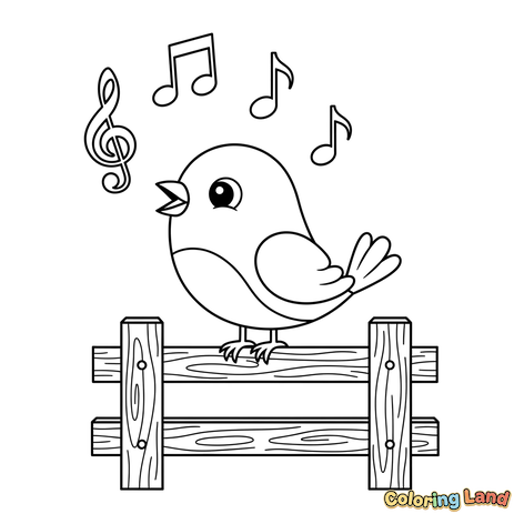 Joyeux Oiseau Chanteur sur Clôture en Bois