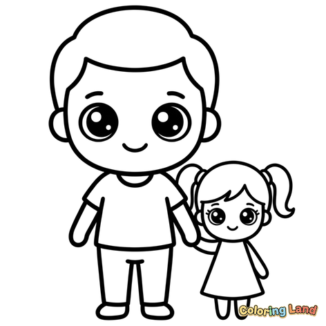 Pappa och Dotter Håller Hand