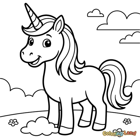 Unicorn Fericit într-un Câmp Înverzit