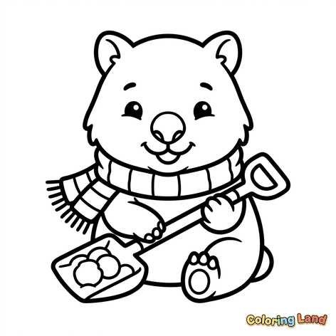 Cute Winter Bear with Snow Shovel
