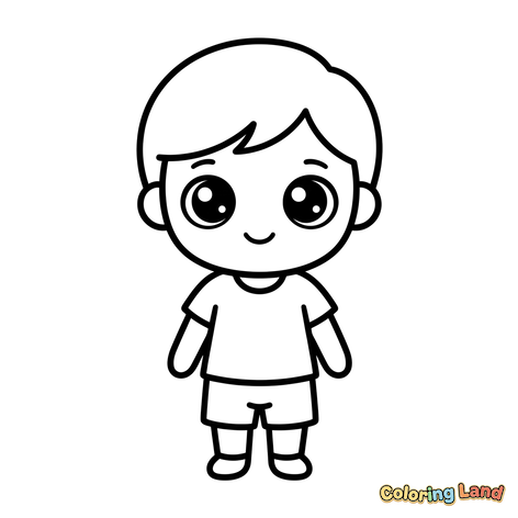 Uroczy Chibi Chłopiec Stojący