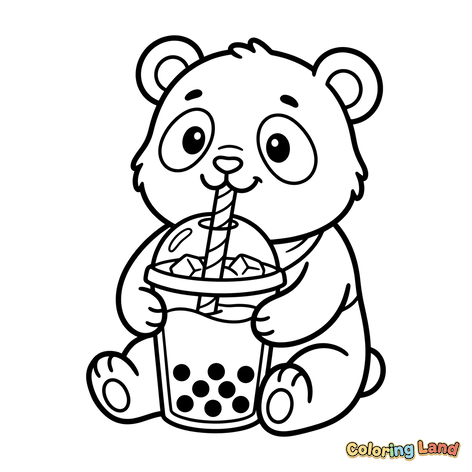 Schattig Babybeertje met Bubble Tea