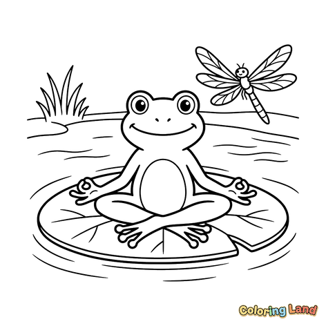 Sapo Zen meditando numa folha de nenúfar