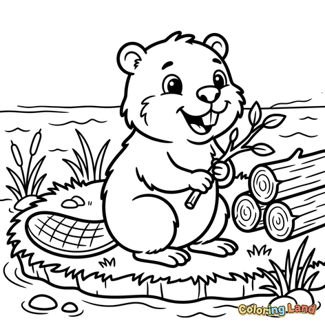 Castor Heureux au Bord de la Rivière